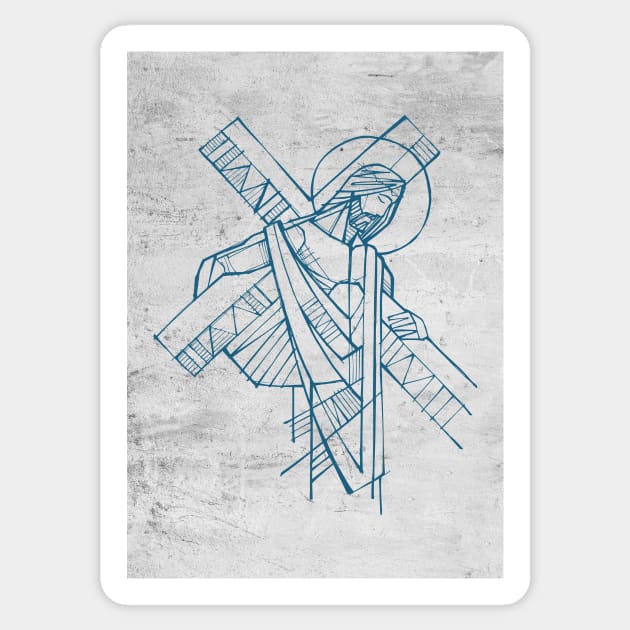 Jesus Christ with the Cross illustration Sticker by bernardojbp